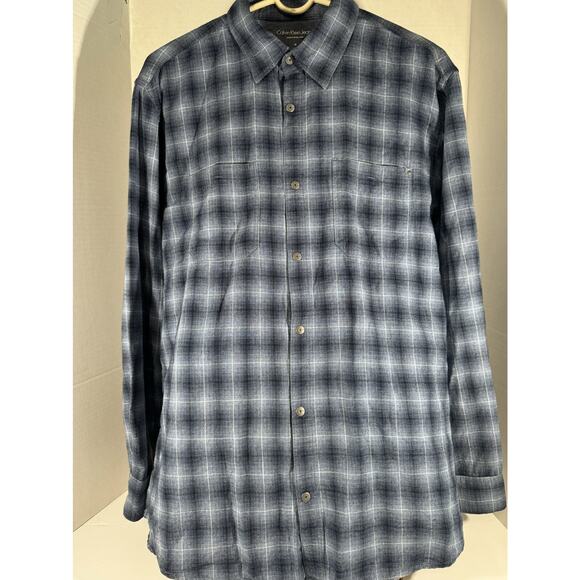 Calvin Klein Mens longsleeve silver snaps 2 pockets - Picture 1 of 6